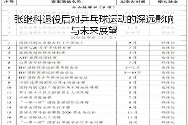 张继科退役后对乒乓球运动的深远影响与未来展望